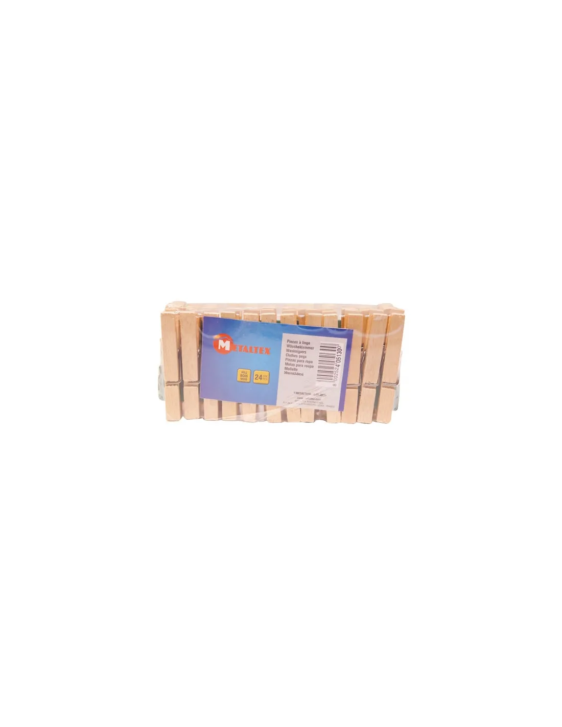 Pince linge bois sachet 24 405130 - METALTEX - 658088