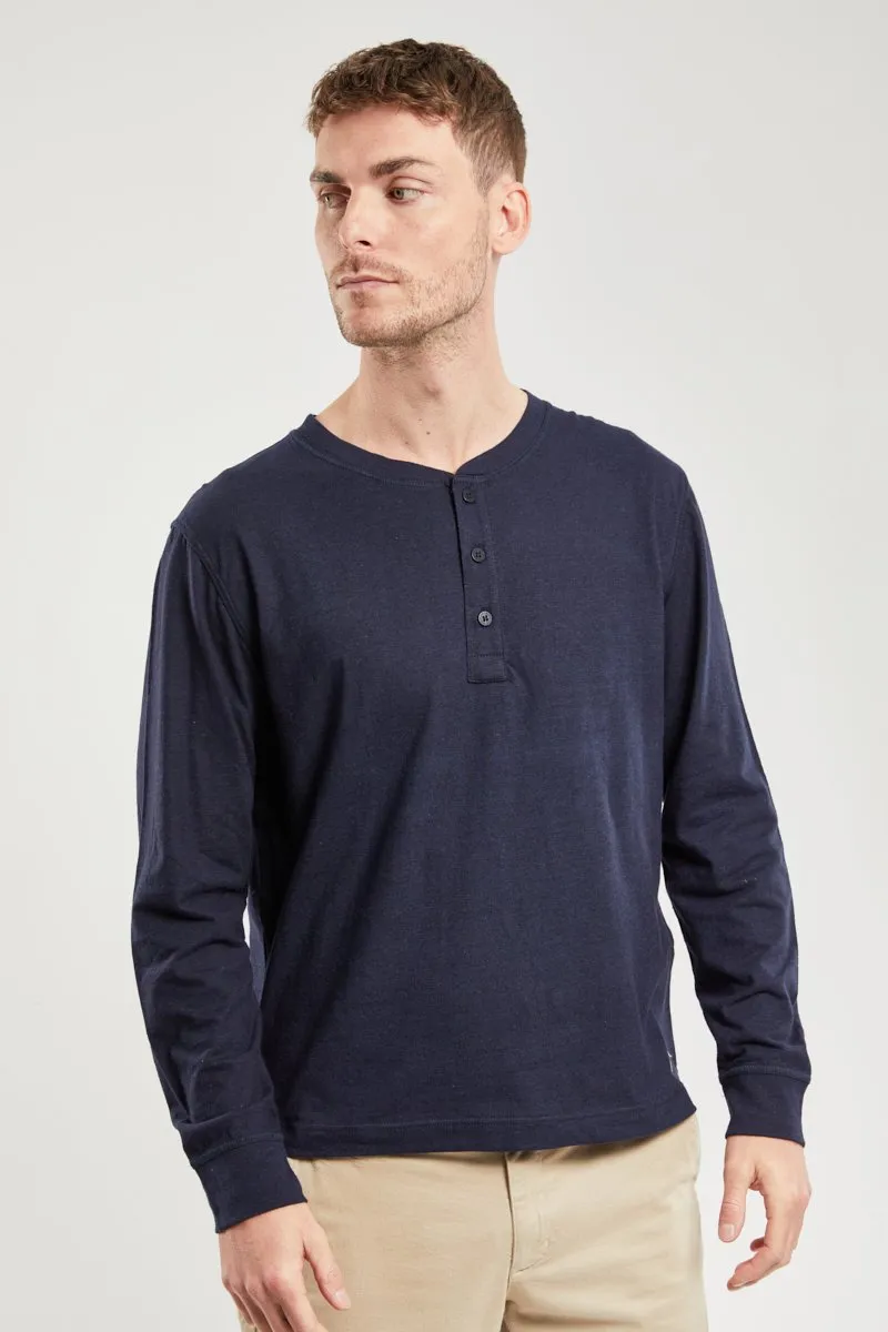 T-shirt col tunisien - coton et lin